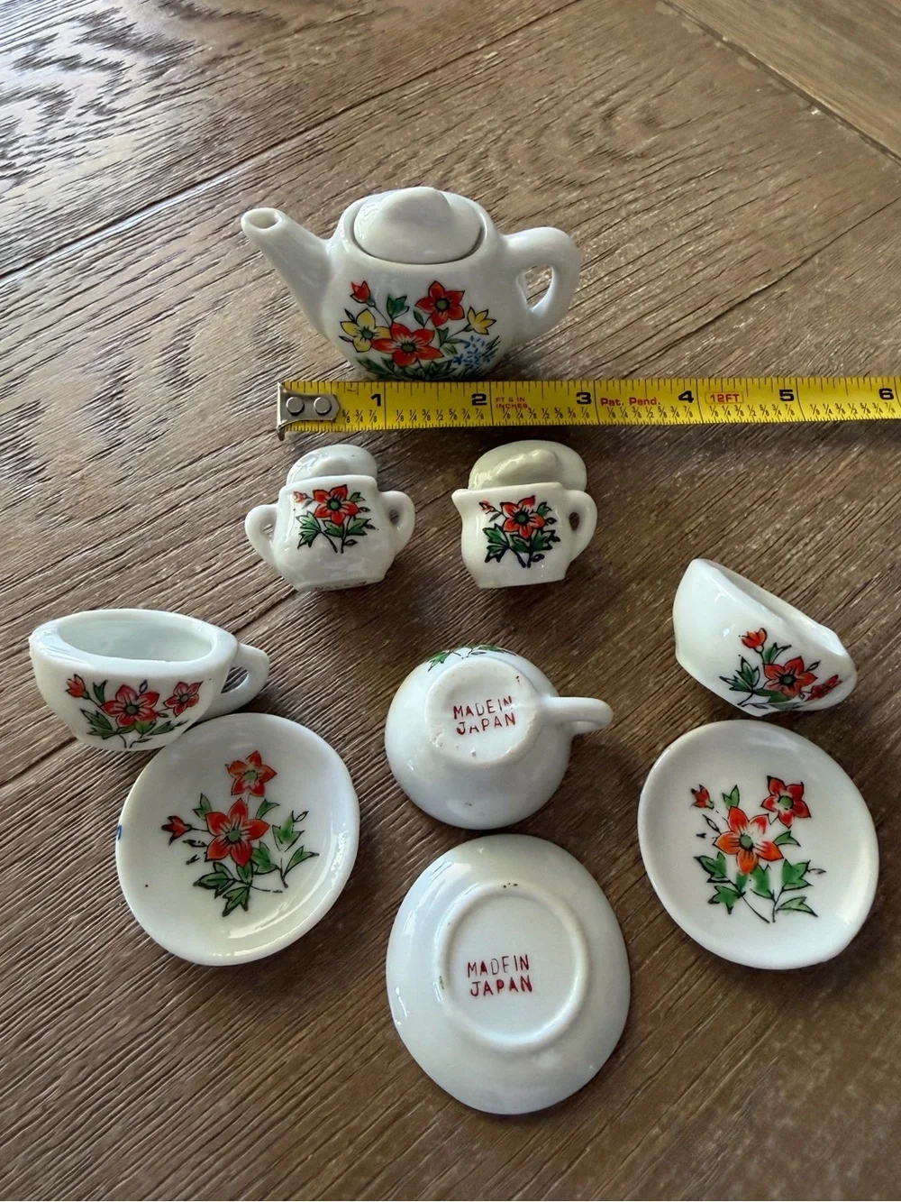 Vintage Miniature Porcelain Tea Set Made in Japan, Floral Pattern, 12 piece, EUC - Picture 14 of 14